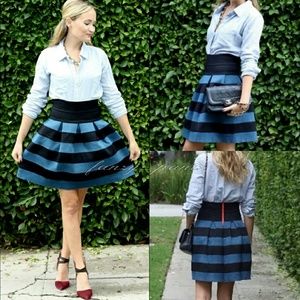 Anthro Skirt Scalloped Ponte Bell Stripe